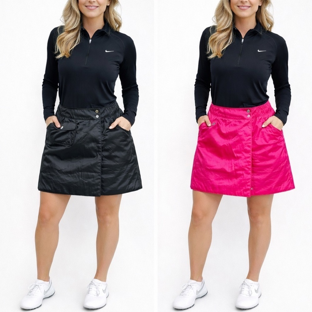Nike Golf Skirt Reversible Pink Black Size 2 Insulated Dri-FIT Detachable Pocket